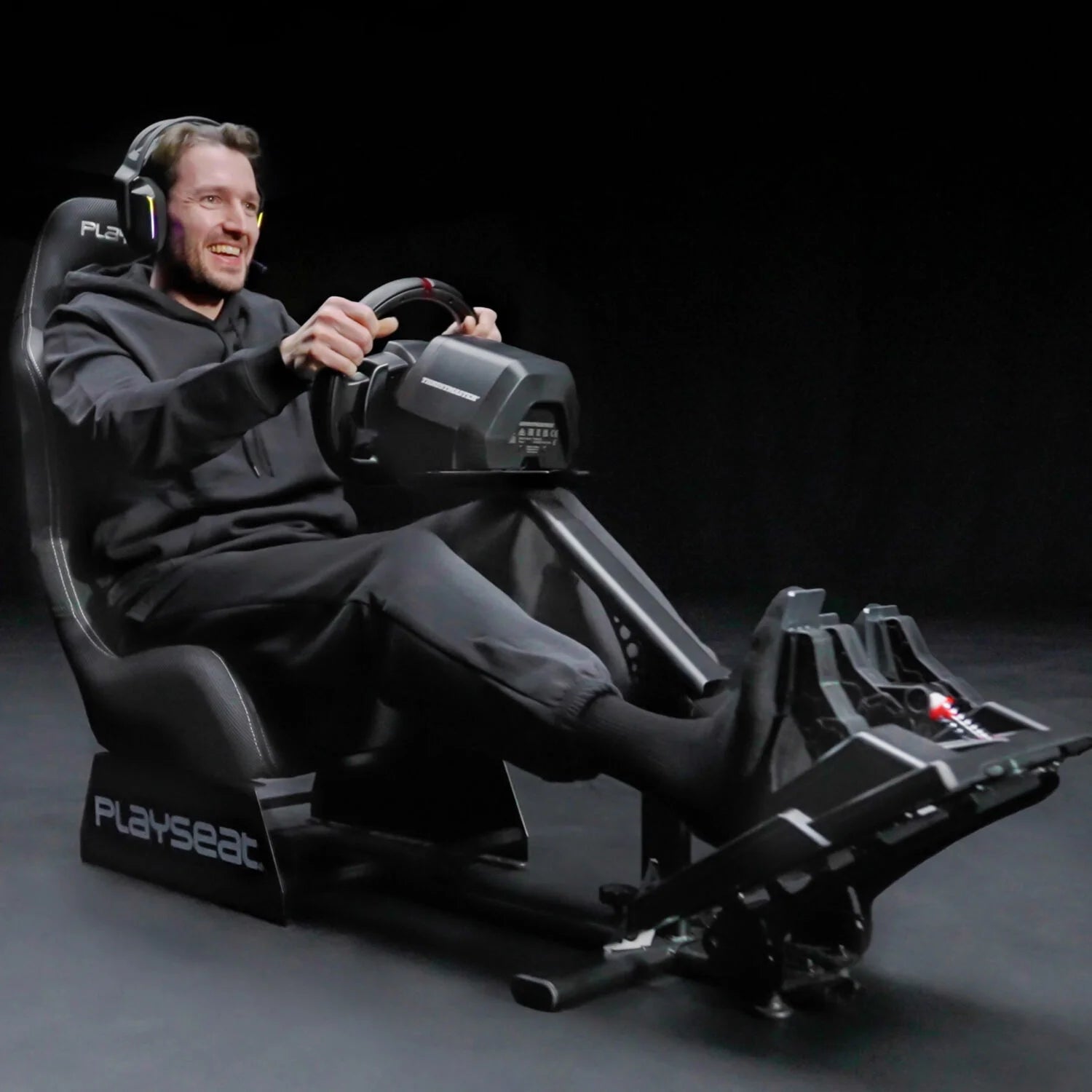 ® Evolution Racing Suède Lightweight Carbon Quality Steel Racing Simulator Cockpit, Black