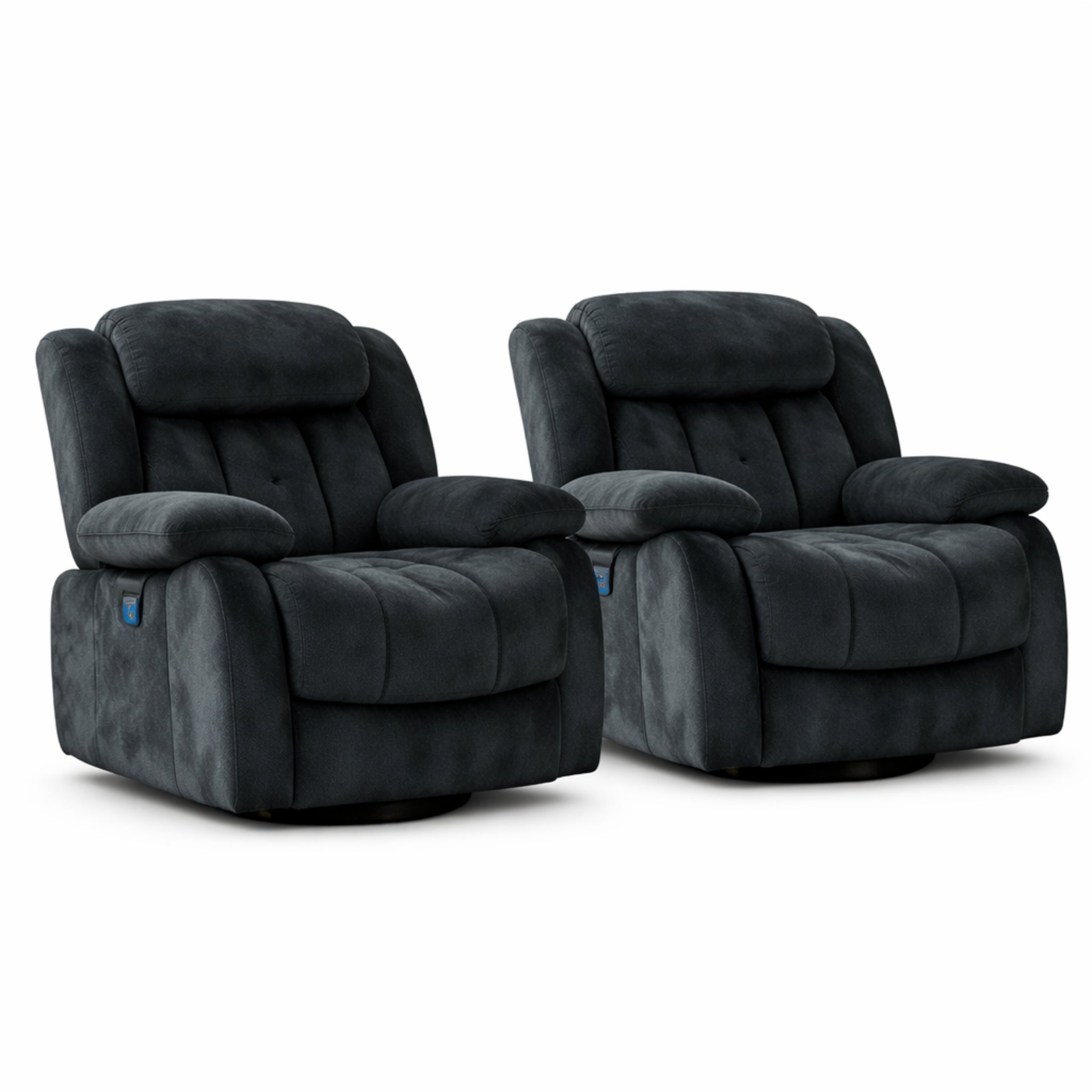 37.4" Wide Compact Swivel Rocker with Heat and Massage Durable Lounge Reclining Chair(Set of 2)