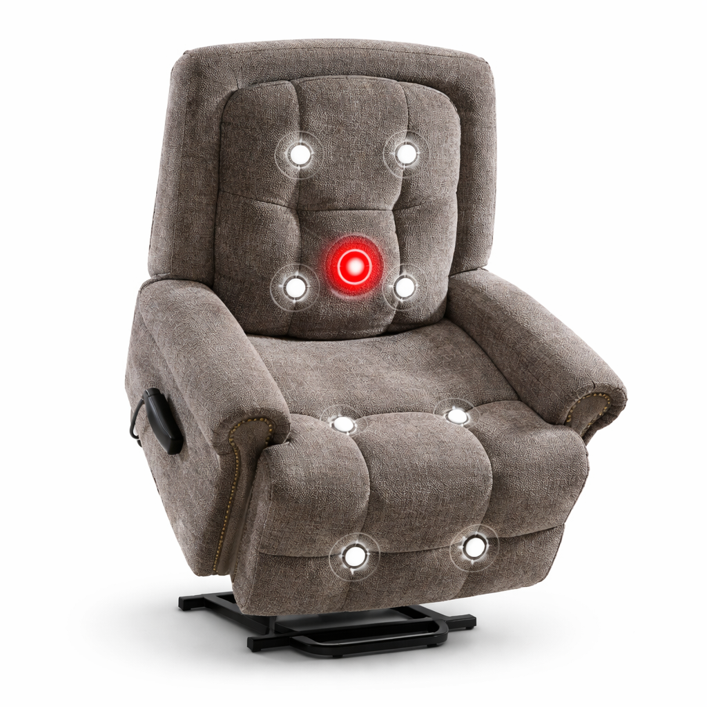Electric Power Lift Massage Recliner for Elderly Theater Seating Fabric Reclining Chair for Bedroom Living Room Gray