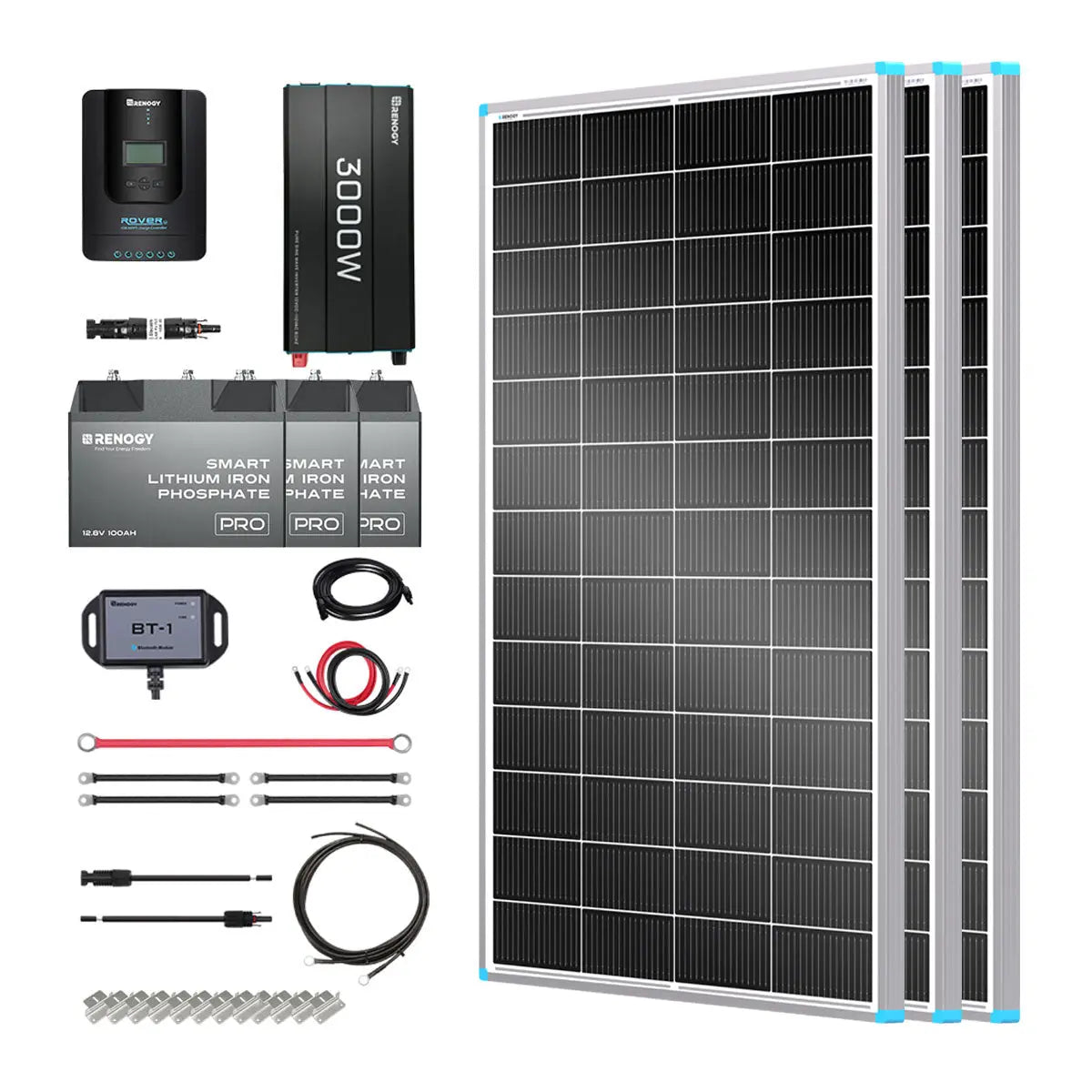 Renogy 600W 12V Complete Solar Panel Kit with 3.6kWh Battery