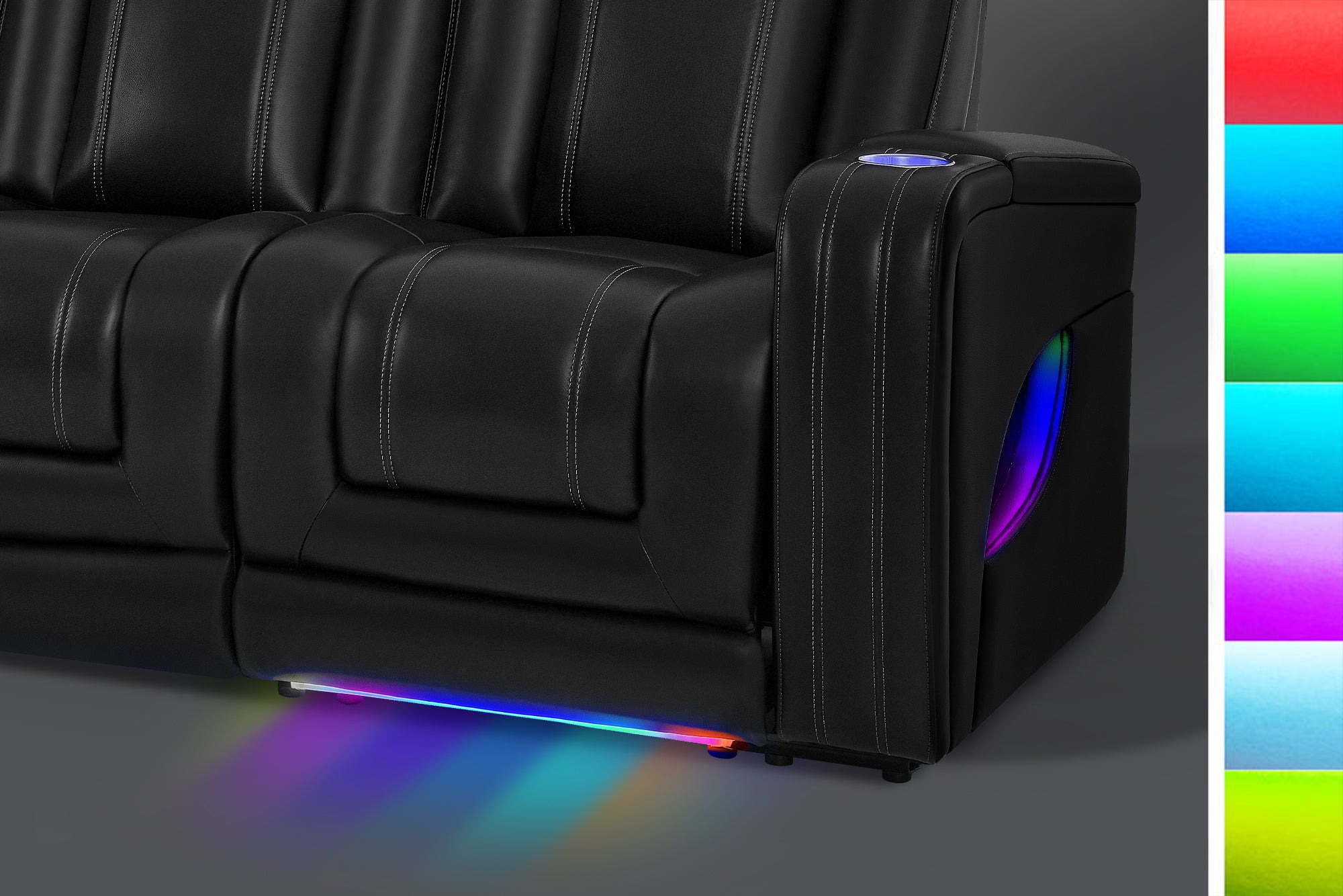 Valencia Cyber Intelligent – Italian Leather Home Theater Console with Immersive Sound, Heat & Massage