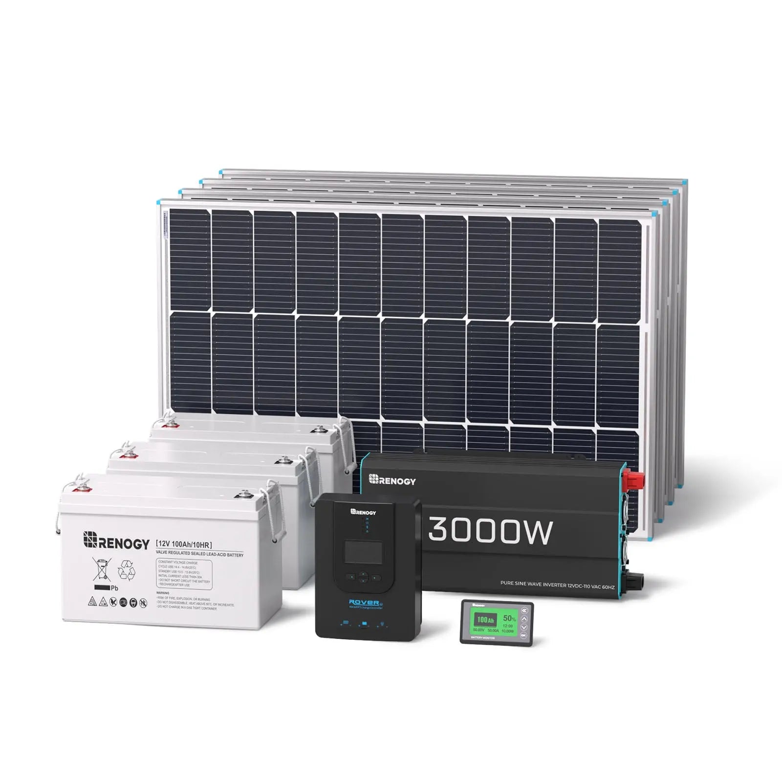Renogy 400W 12V Complete Solar Panel Kit with 3.6kWh Battery