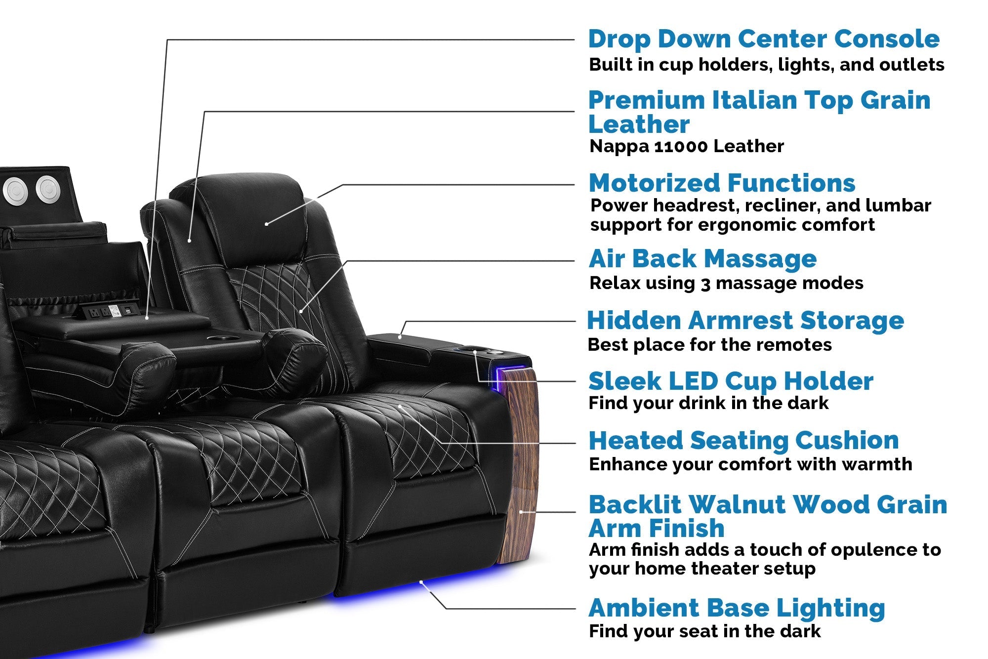 Valencia Tuscany Executive Console Theater Seating – Heat & Massage (2025 Edition)