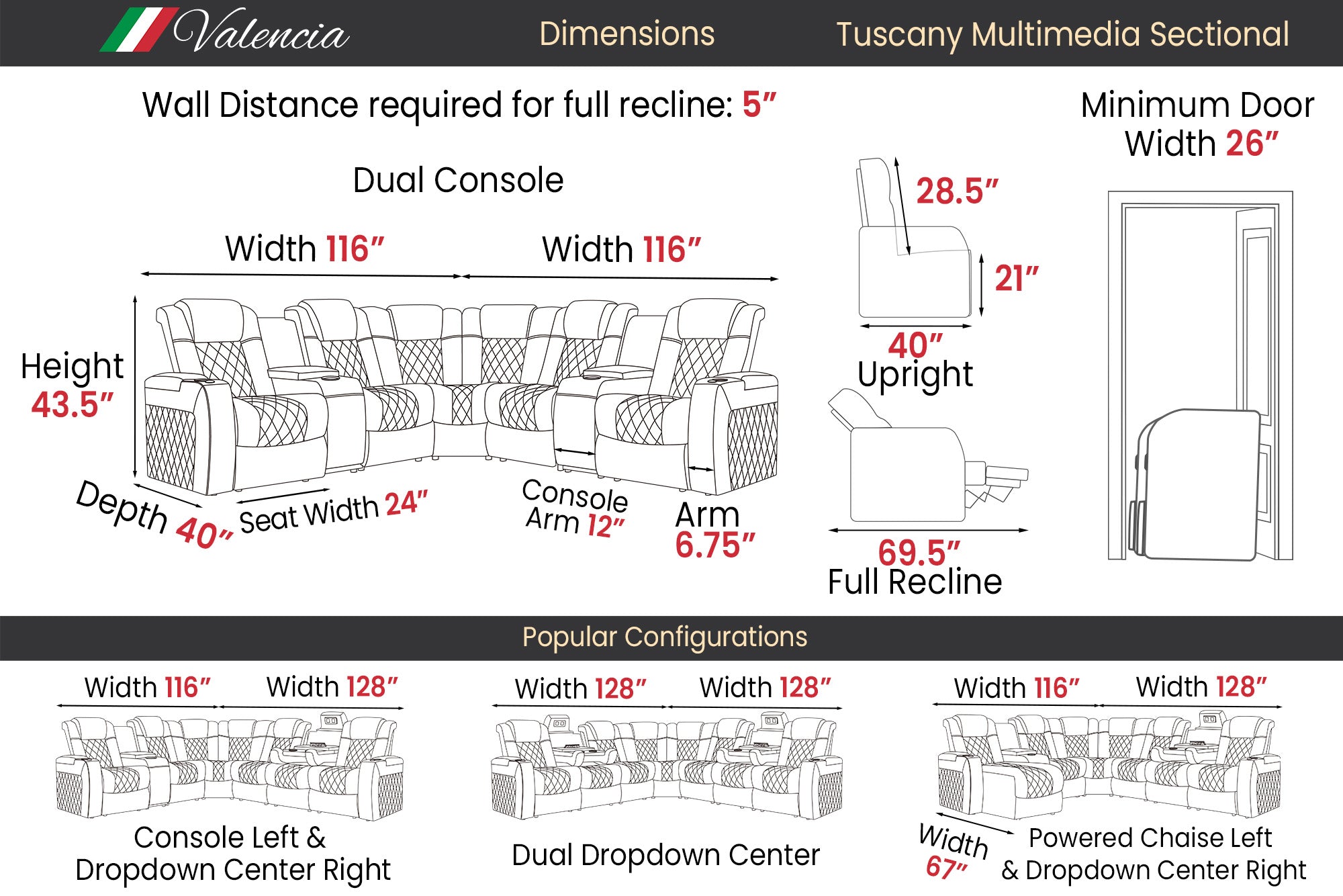 Valencia Tuscany Multimedia Sectional