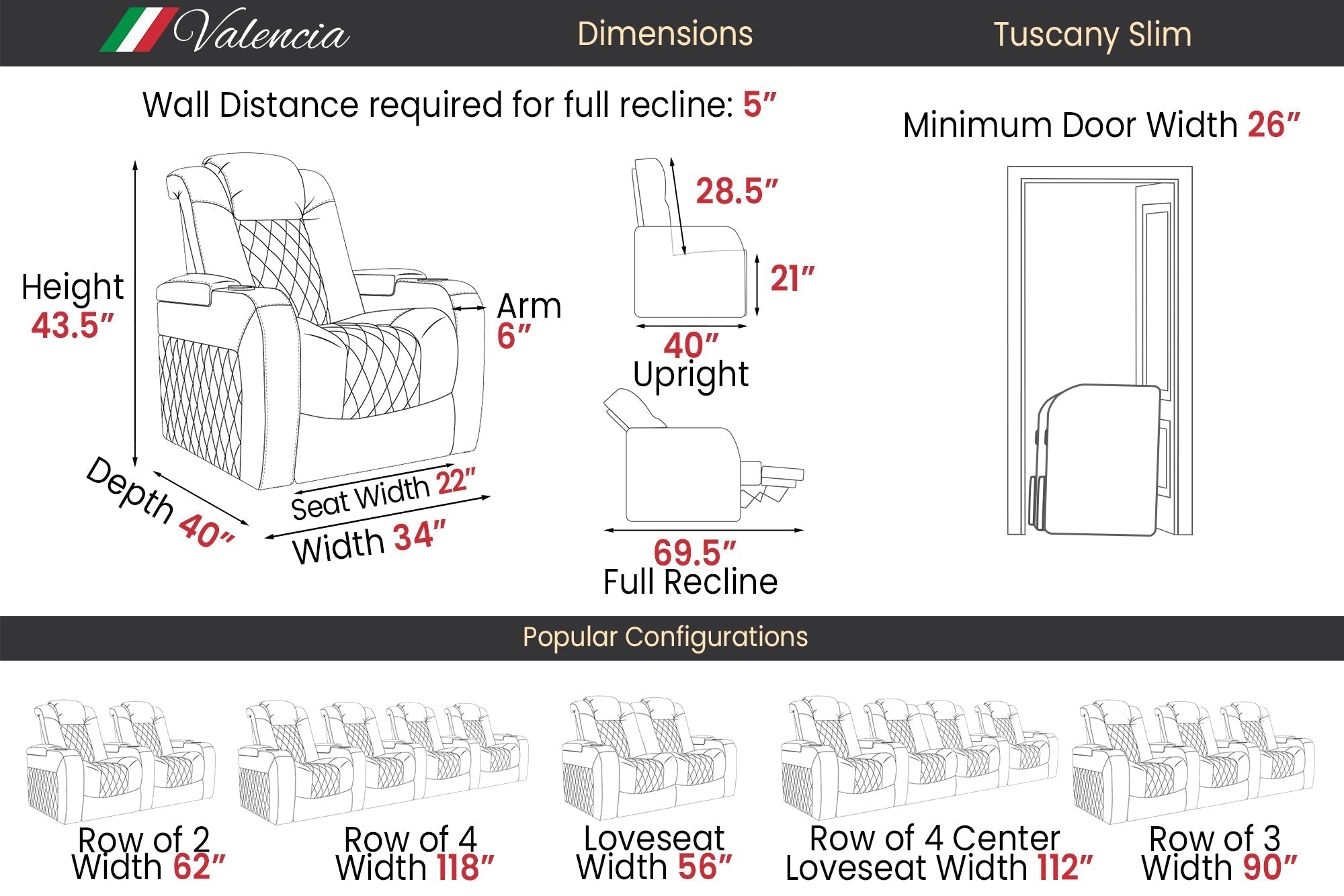 Valencia Tuscany Slim Ultimate Theater Seating – 2025 Luxury Edition