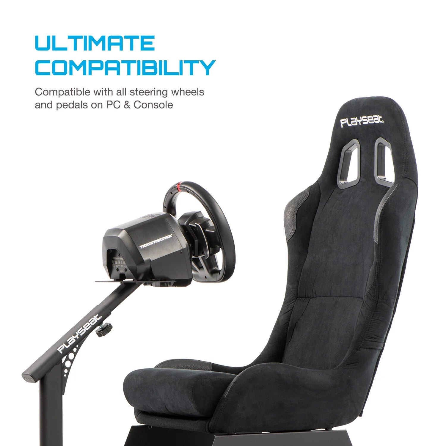 ® Evolution Racing Suède Lightweight Carbon Quality Steel Racing Simulator Cockpit, Black