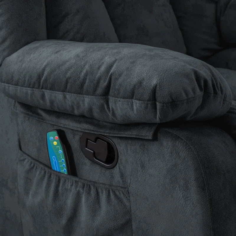 37.4" Wide Compact Swivel Rocker with Heat and Massage Durable Lounge Reclining Chair(Set of 2)