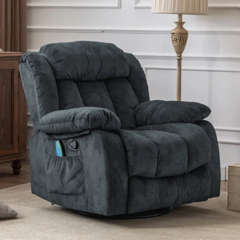 37.4" Wide Compact Swivel Rocker with Heat and Massage Durable Lounge Reclining Chair(Set of 2)