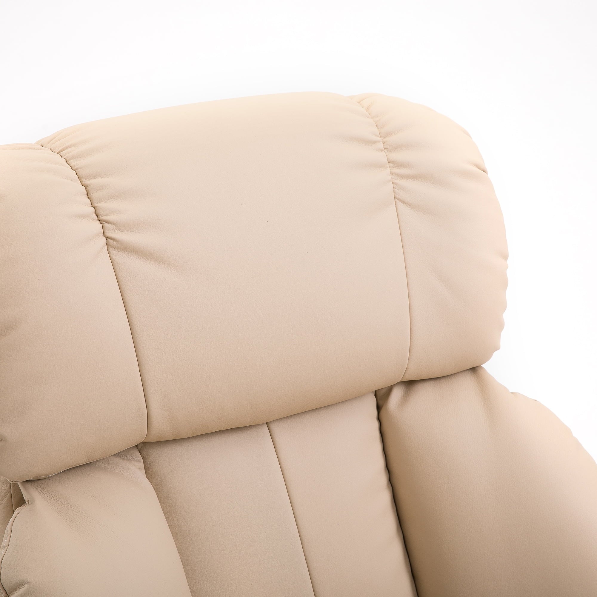 Massage Recliner Chair with Ottoman, 360° Swivel Recliner and Footstool, 10 Point Vibration, PU Leather Reclining Chair with Side Pocket and Remote Control, Beige