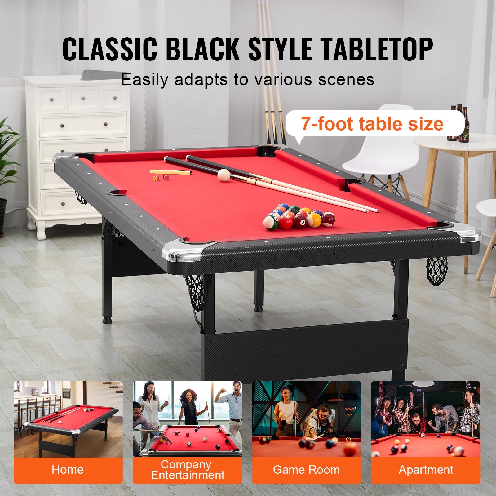7 ft Portable Billiards Table with Accessories