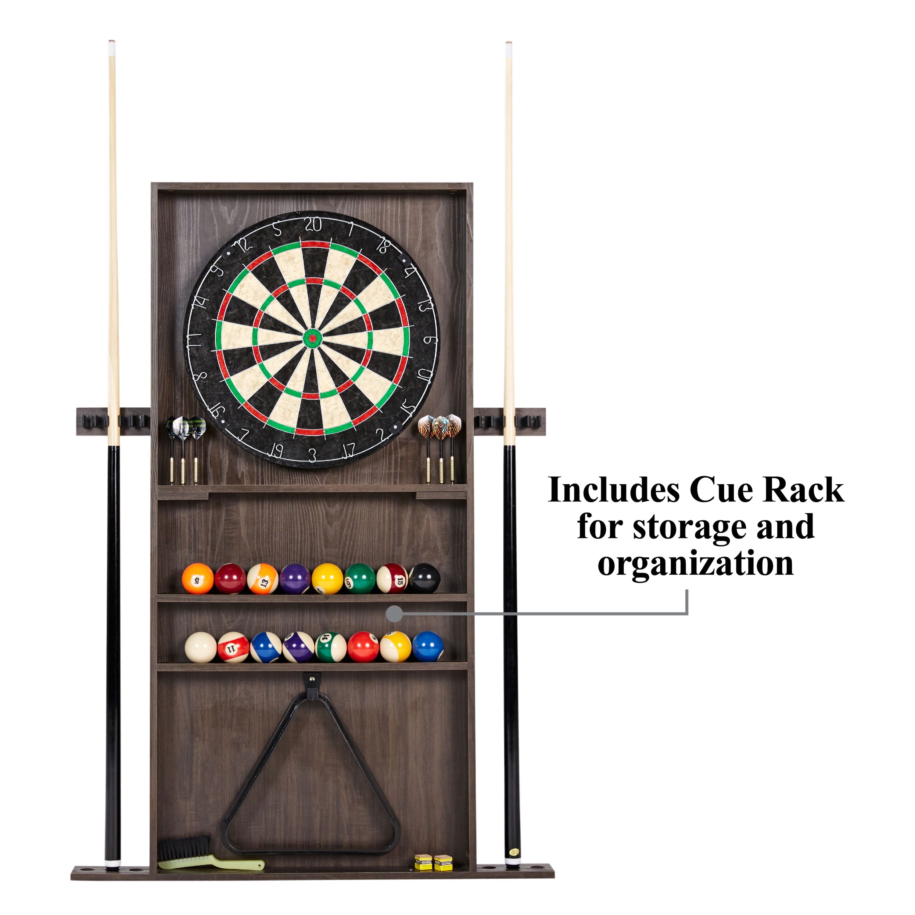 7.5 Ft Pool Table Set with Cue Rack & Dartboard, Tan