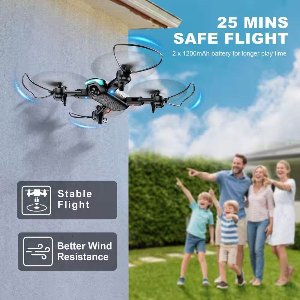 Foldable Drone Toy with 1080P Camera HD Live Video, Circle Waypoint Fly, Altitude Hold, 3D Flip, 3 Speed Mode