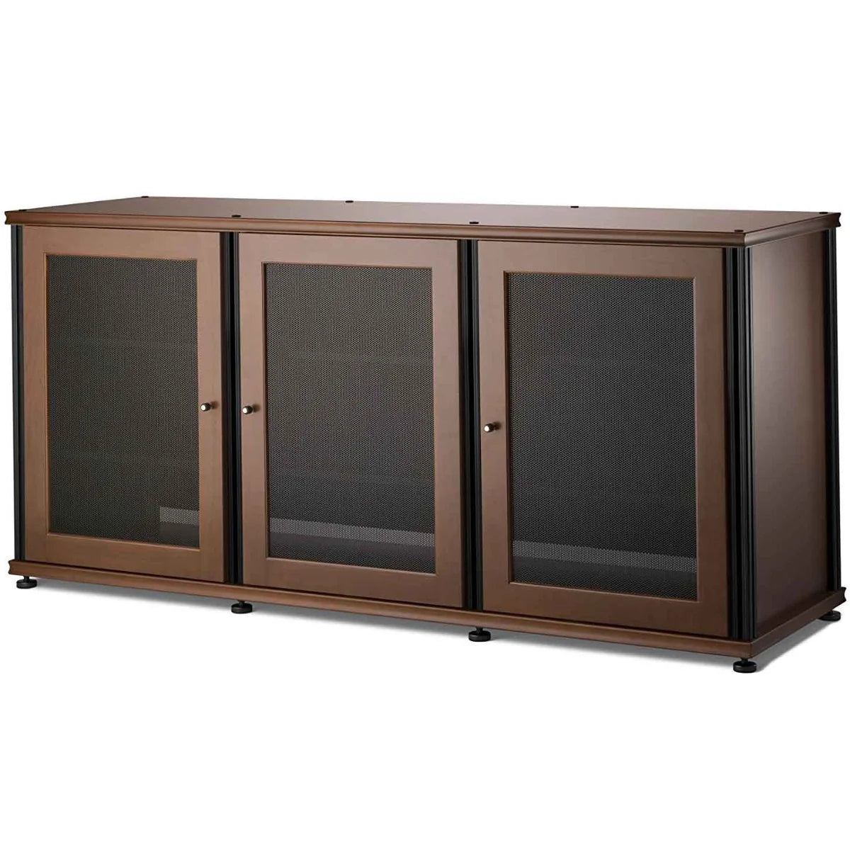 Salamander Designs Synergy Solution Triple-Width A/V Cabinet – Black with Aluminum Posts