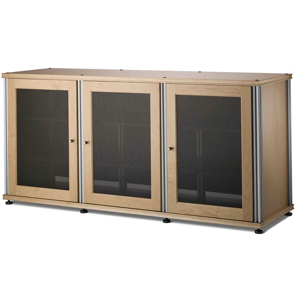 Salamander Designs Synergy Solution Triple-Width A/V Cabinet – Black with Aluminum Posts