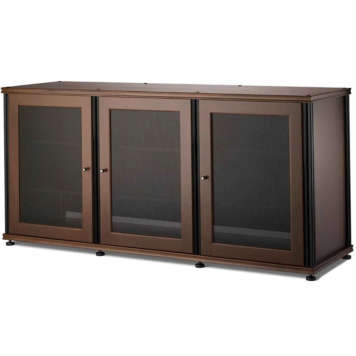Salamander Designs Synergy Solution Triple-Width A/V Cabinet – Black with Aluminum Posts