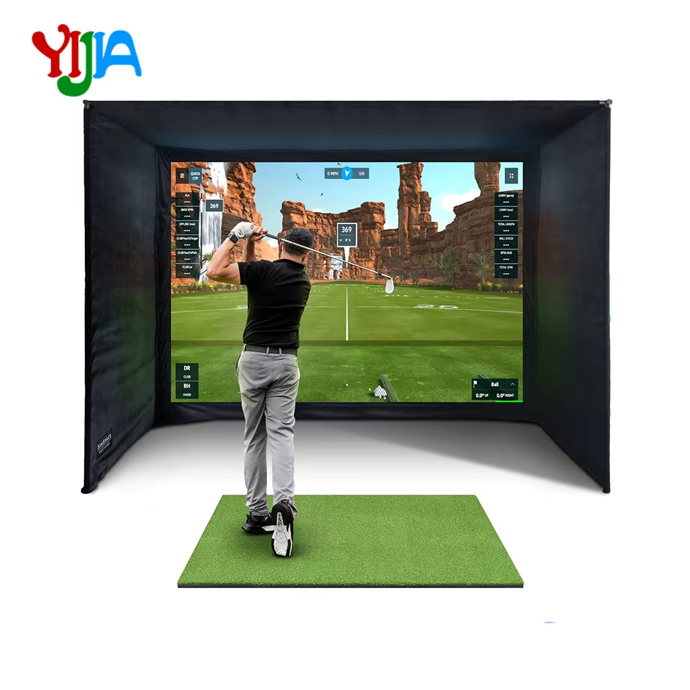 10/12/14Ft Outdoor Golf Training Simulator Cage Sports Practice Golf Simulator Enclosure with Impact Netting and All Poles