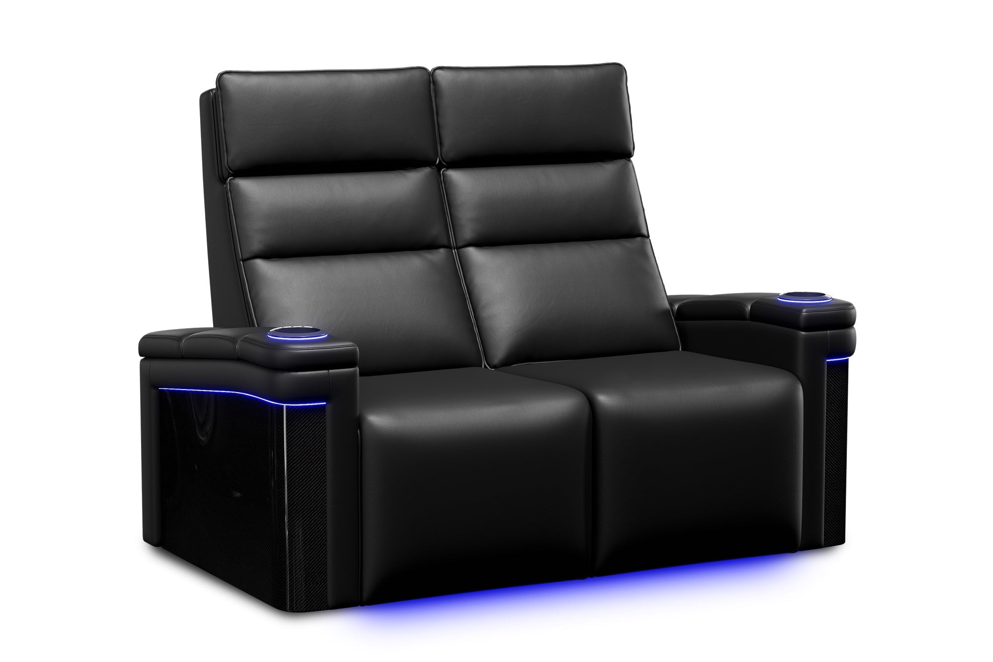 Valencia 2025 New Monza Leather Home Theater Seating with Carbon Fiber Panels – Row of 2 Loveseat