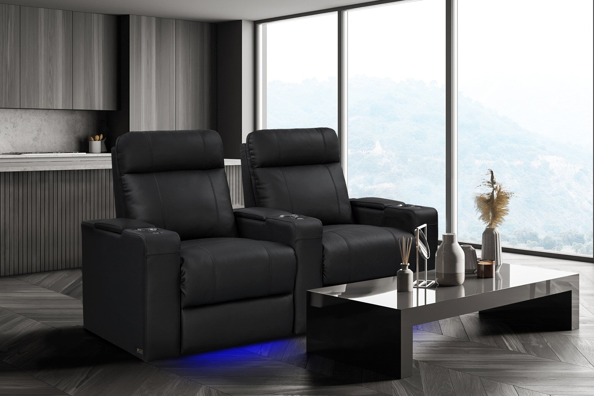 Valencia Piacenza Luxury Italian Semi-Aniline Leather Home Theater Seating