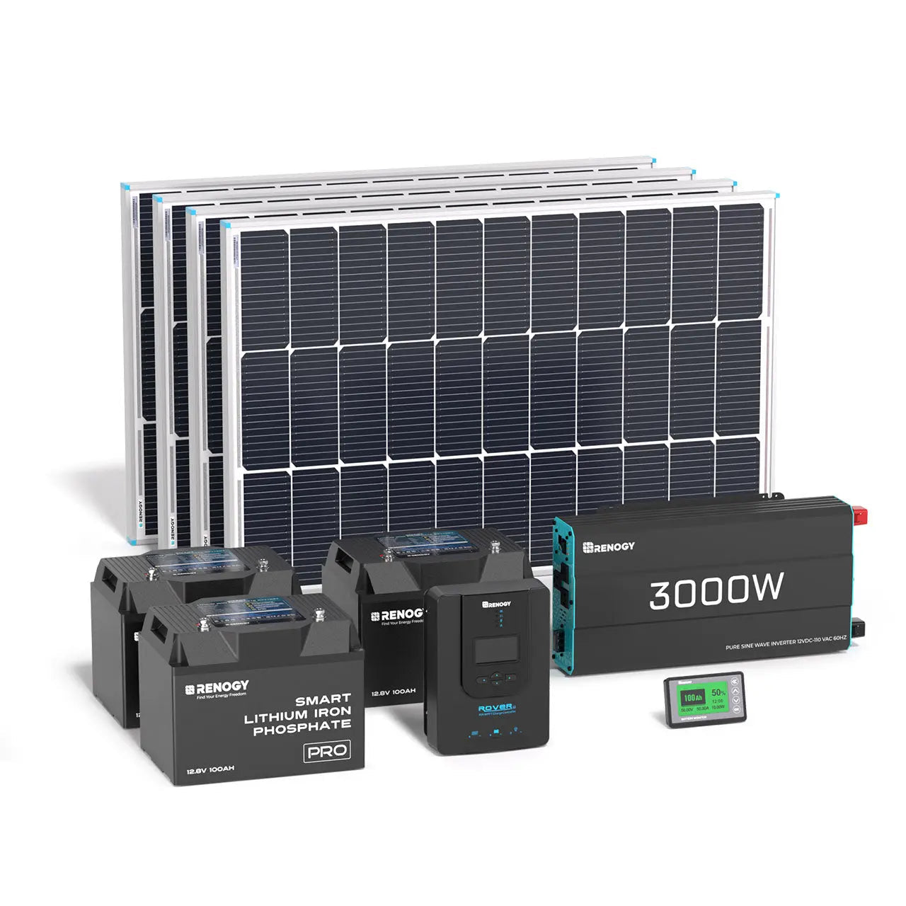 Renogy 400W 12V Complete Solar Panel Kit with 3.6kWh Battery