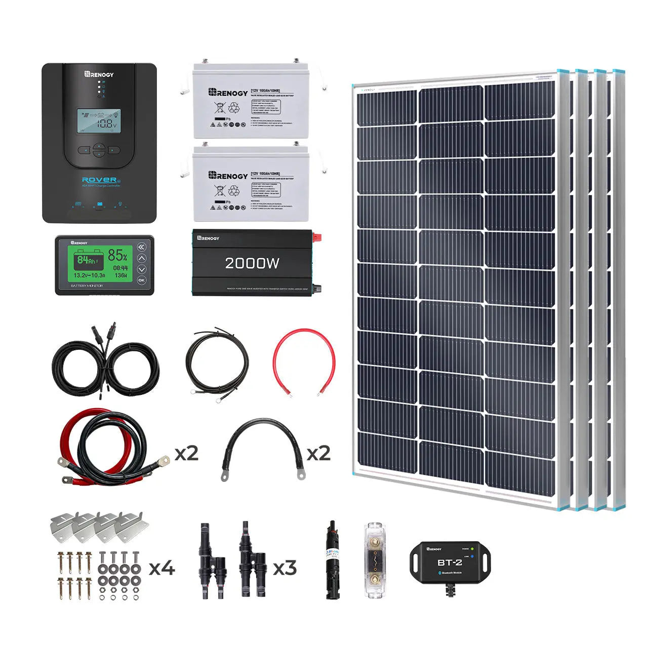 Renogy 400W 12V Complete Solar Panel Kit with 2.4kWh Batteries