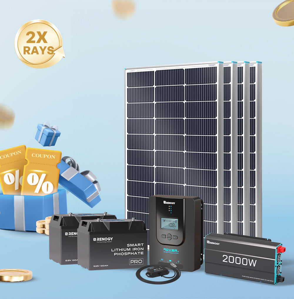 Renogy 400W 12V Complete Solar Panel Kit with 2.4kWh Batteries