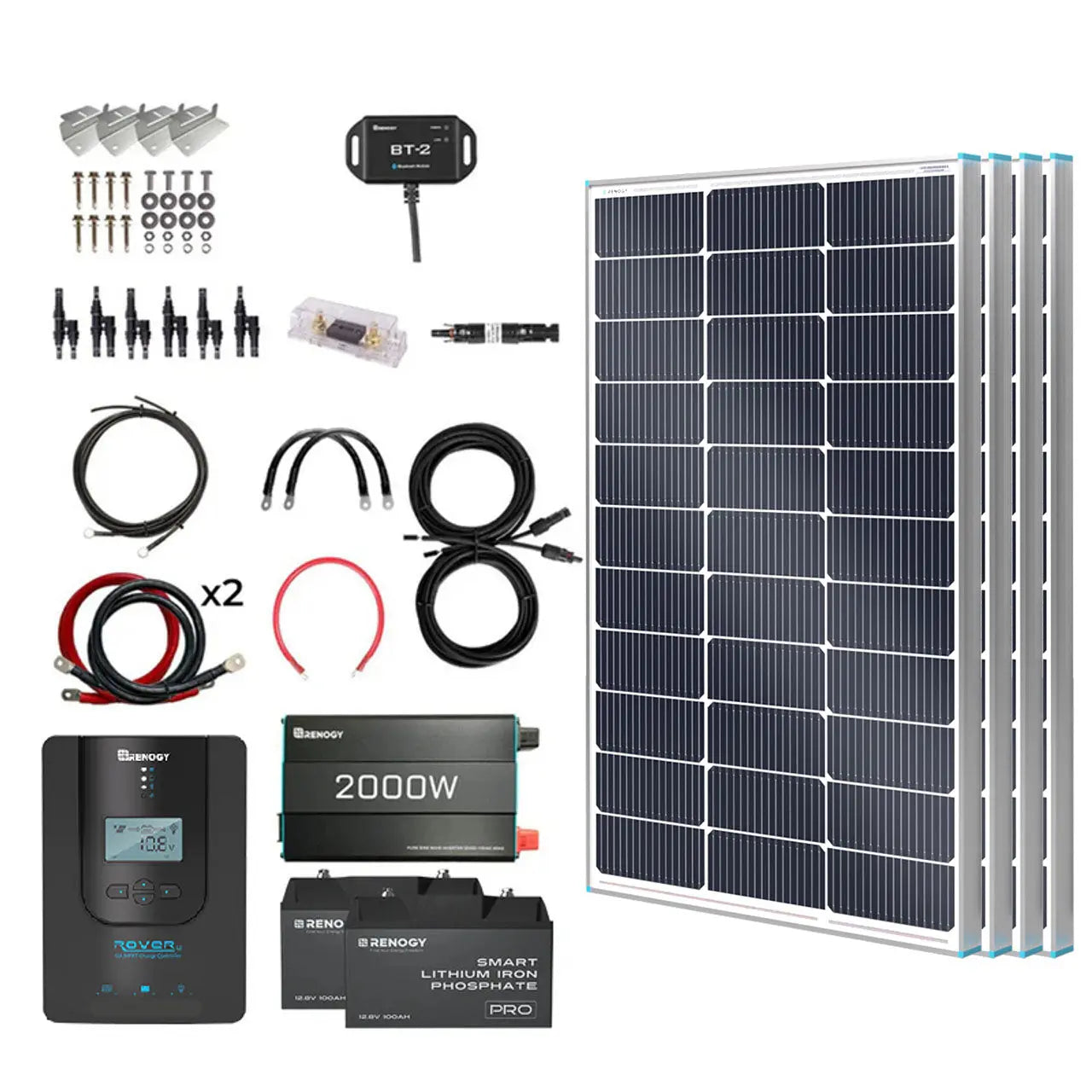 Renogy 400W 12V Complete Solar Panel Kit with 2.4kWh Batteries