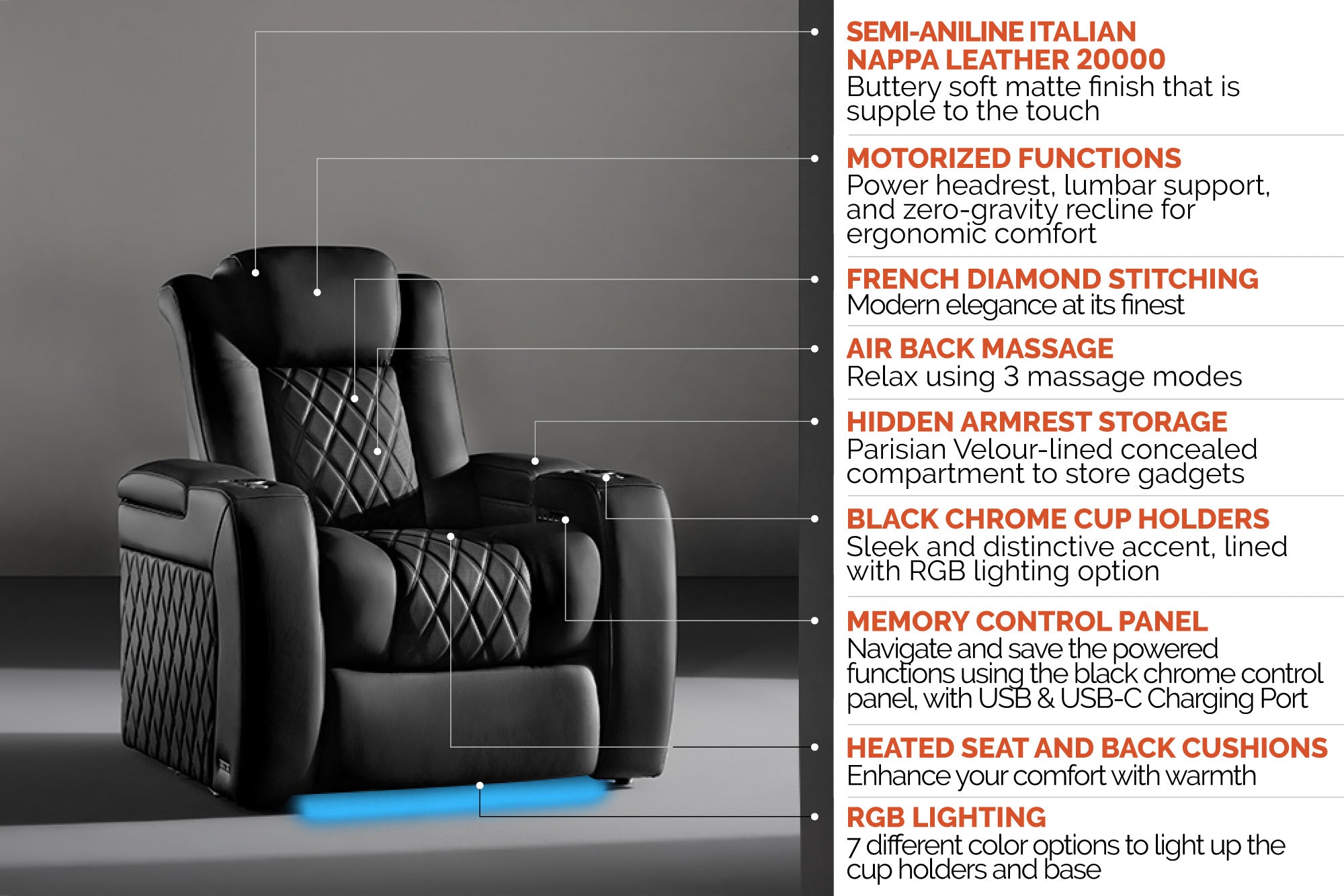 Valencia Tuscany Luxury Float™ Zero Gravity Heat & Massage Theater Seating (2025 Edition)