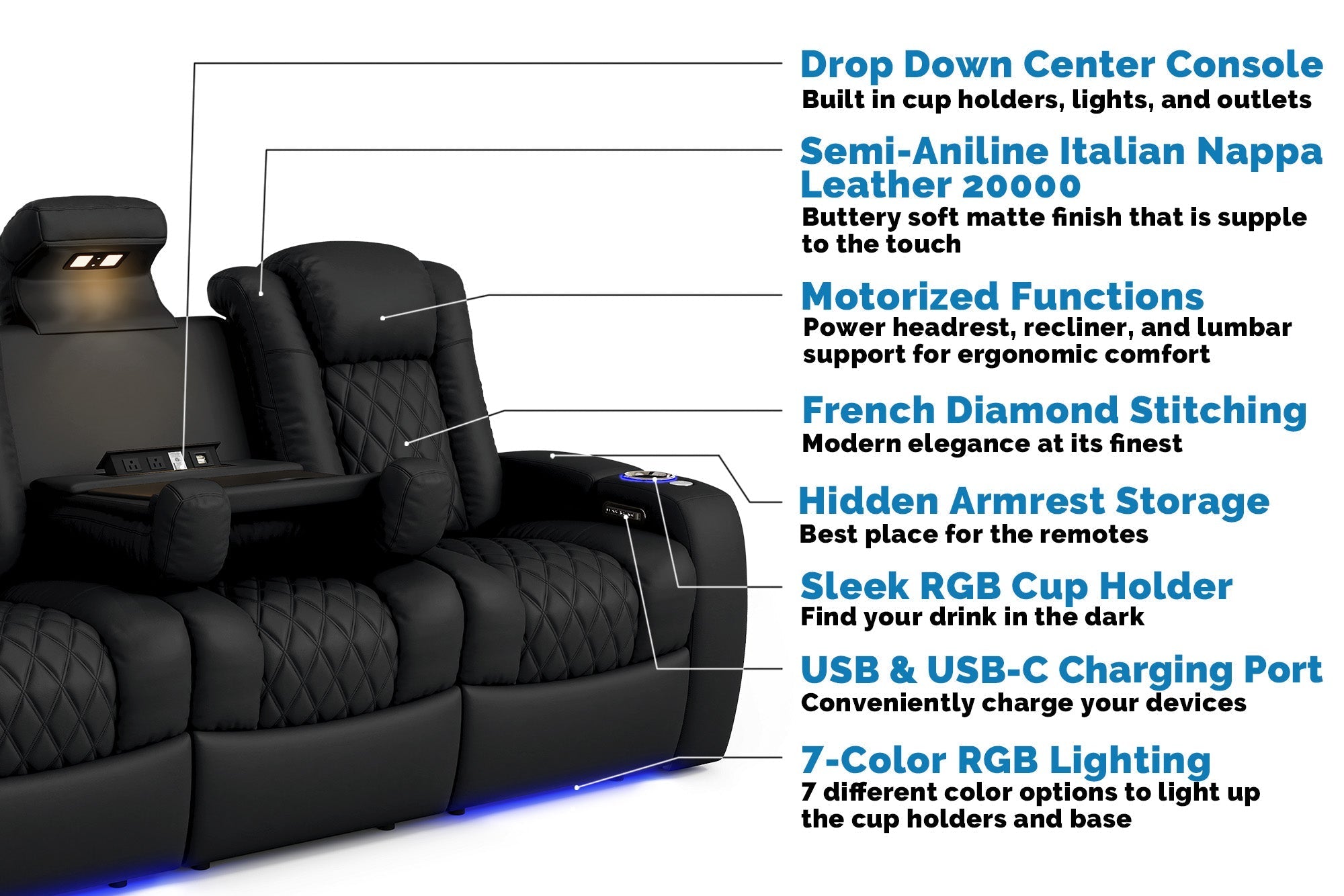 Valencia Tuscany XL Luxury Console Theater Seating