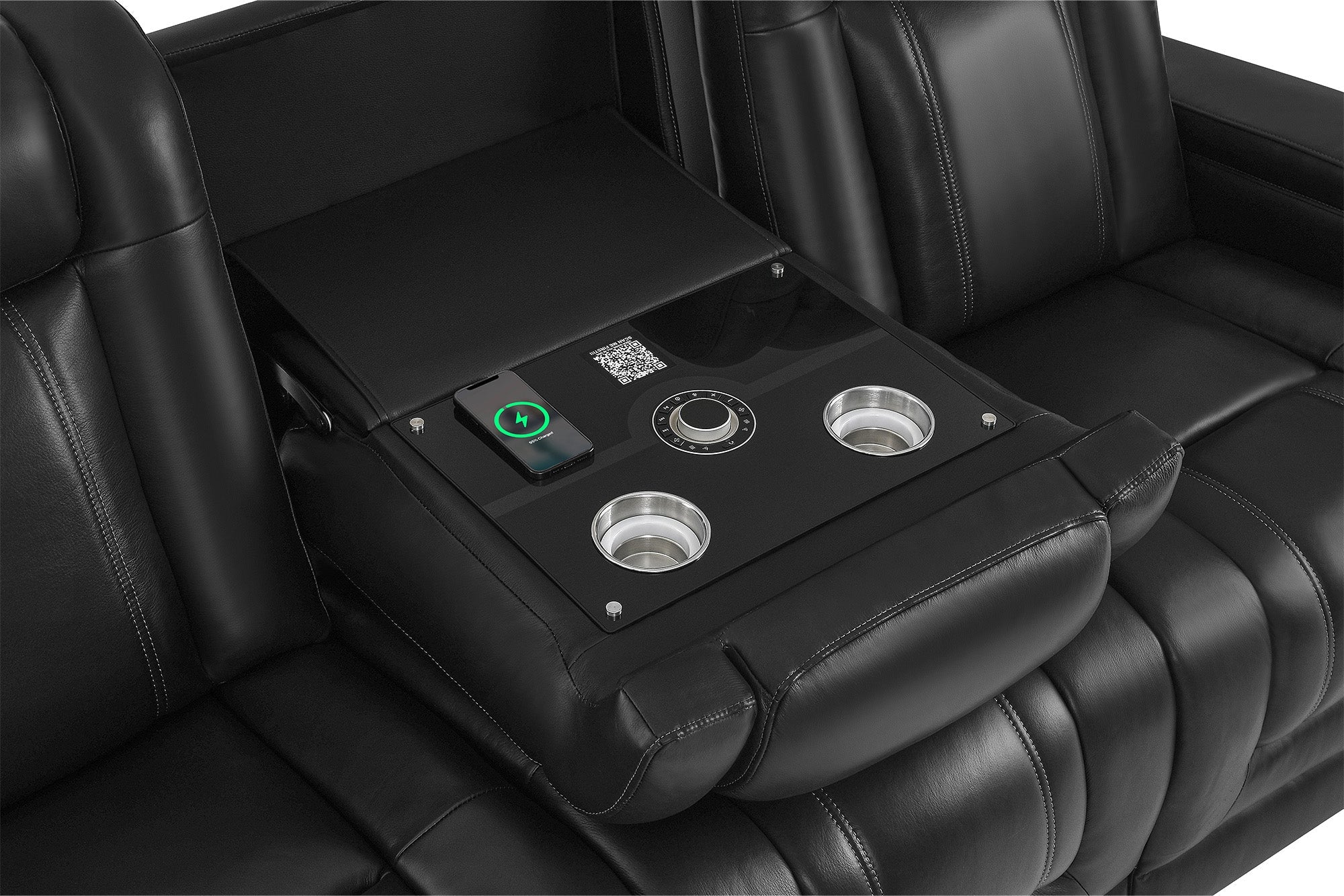 Valencia Cyber Intelligent – Italian Leather Home Theater Console with Immersive Sound, Heat & Massage