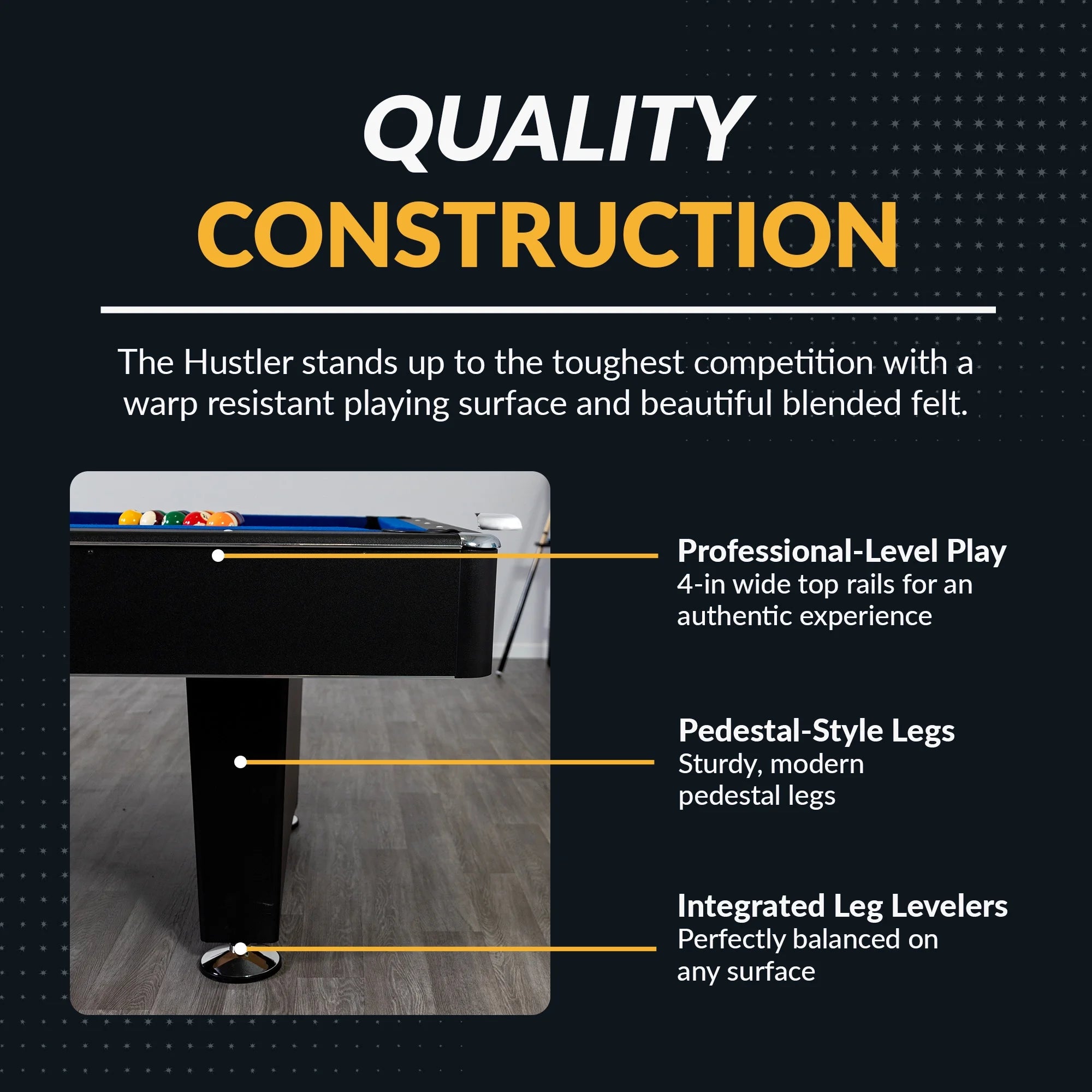 Hustler 7-Foot Pool Table with Blue Felt, Internal Ball Return System, Easy Assembly, Pool Cues and Chalk