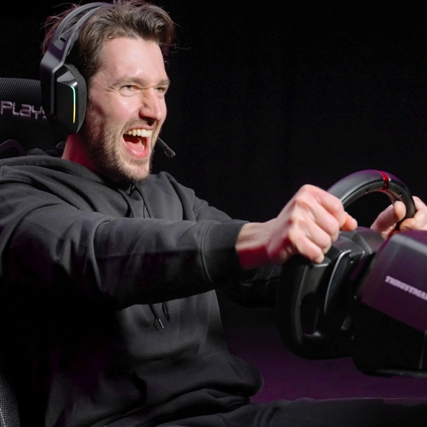 ® Evolution Racing Suède Lightweight Carbon Quality Steel Racing Simulator Cockpit, Black