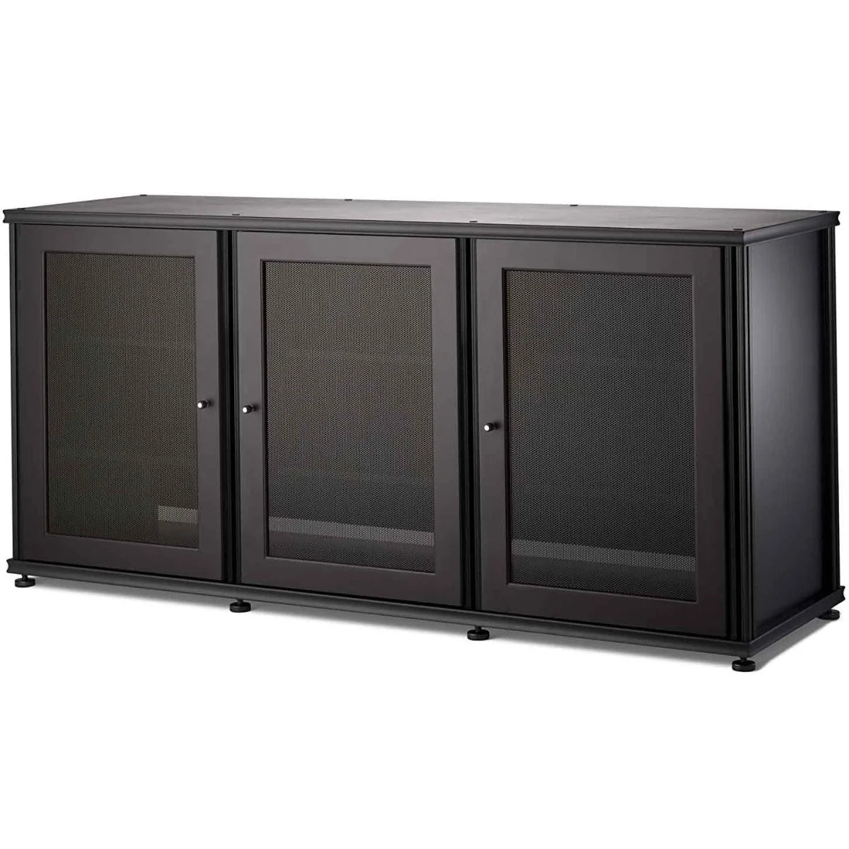 Salamander Designs Synergy Solution Triple-Width A/V Cabinet – Black with Aluminum Posts
