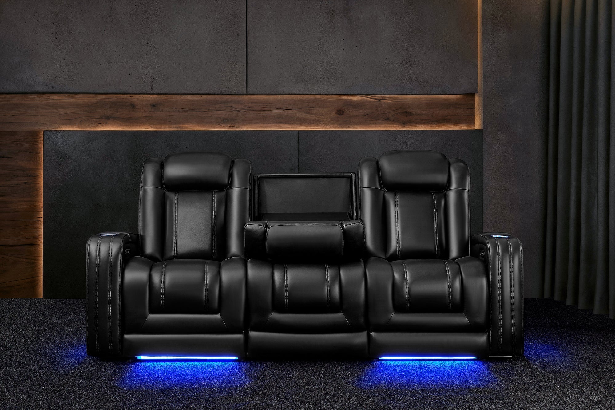 Valencia Cyber Intelligent – Italian Leather Home Theater Console with Immersive Sound, Heat & Massage