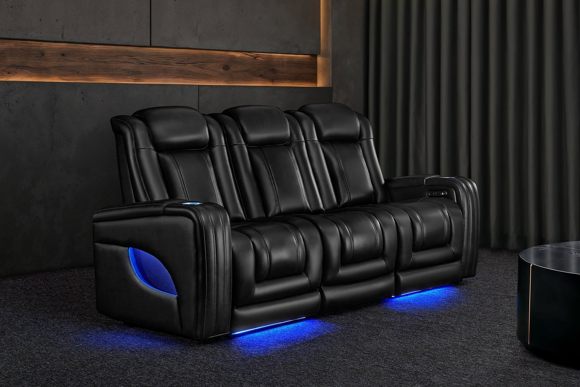 Valencia Cyber Intelligent – Italian Leather Home Theater Console with Immersive Sound, Heat & Massage
