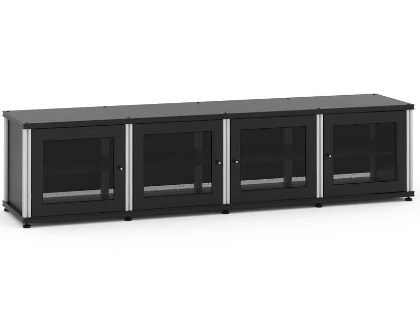 Salamander Designs Synergy Model 247 Quad-Width A/V Cabinet – Black with Black Posts
