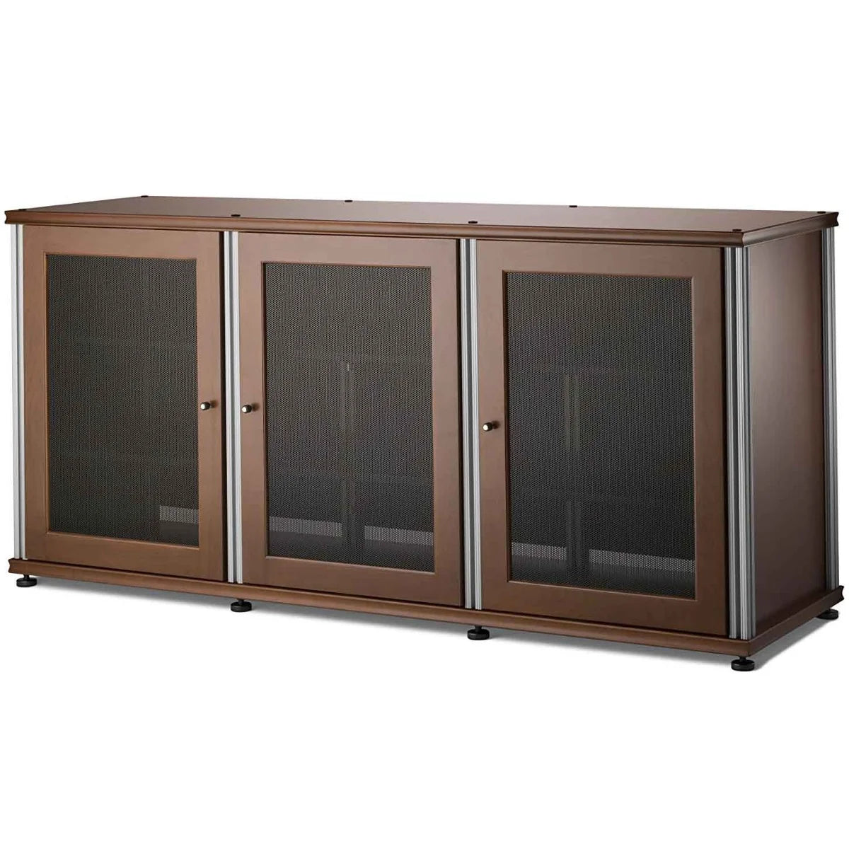 Salamander Designs Synergy Solution Triple-Width A/V Cabinet – Black with Aluminum Posts