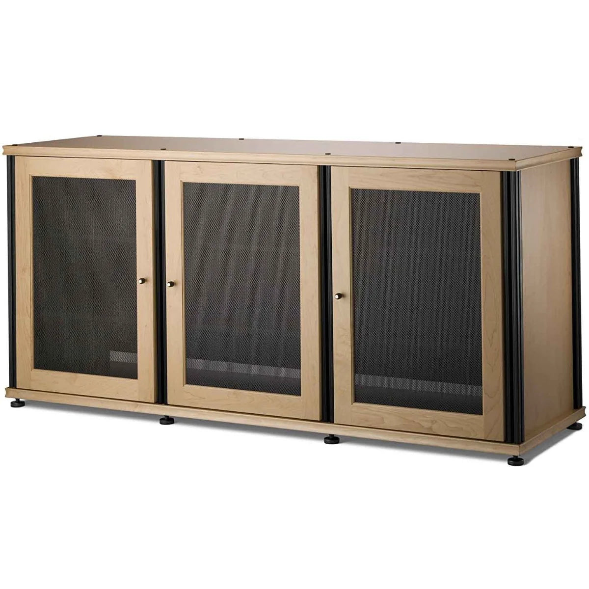 Salamander Designs Synergy Solution Triple-Width A/V Cabinet – Black with Aluminum Posts