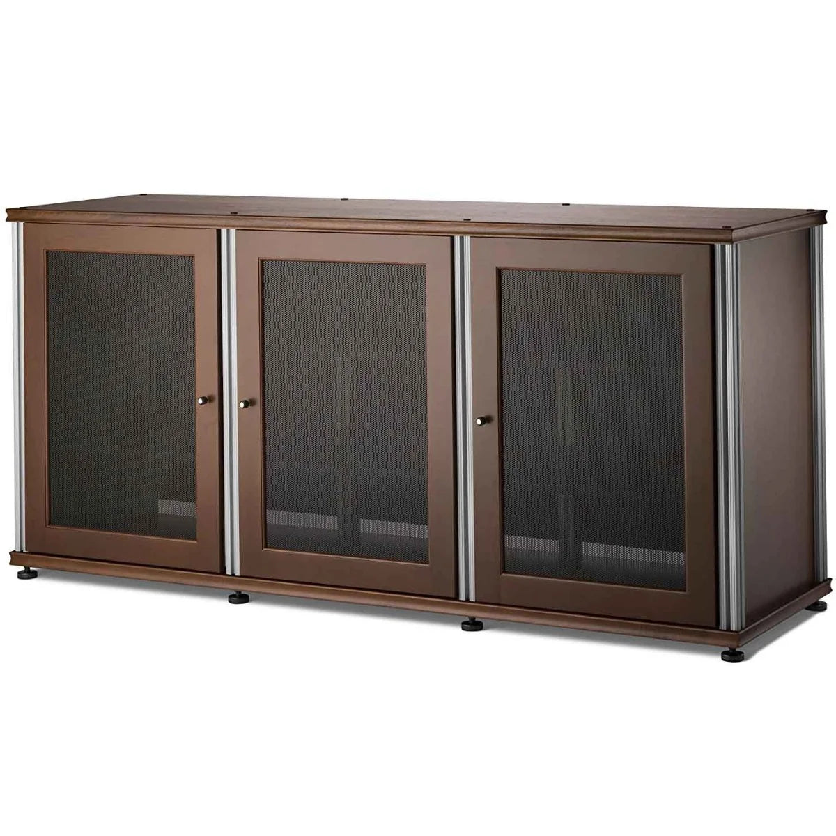 Salamander Designs Synergy Solution Triple-Width A/V Cabinet – Black with Aluminum Posts